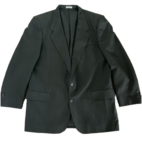 Vintage Foreman & Clark Men's Dark Gray Plaid Suit Jacket 44L with Pants 39L - Picture 1 of 16